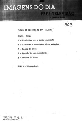 TV Tupi [emissora]. Diário de São Paulo na T.V. [programa]. Roteiro [televisivo], 31 jan. 1964.