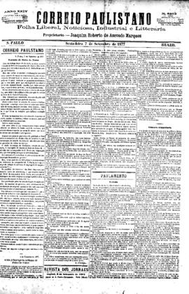 Correio paulistano [jornal], [s/n]. São Paulo-SP, 07 set. 1877.