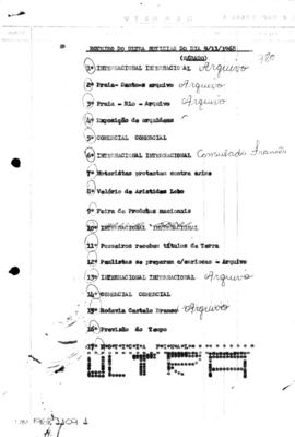 TV Tupi [emissora]. Ultra Notícias [programa]. Roteiro [televisivo], 09 nov. 1968.