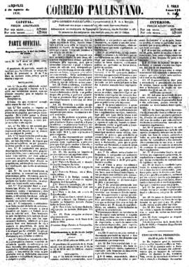 Correio paulistano [jornal], [s/n]. São Paulo-SP, 05 ago. 1856.