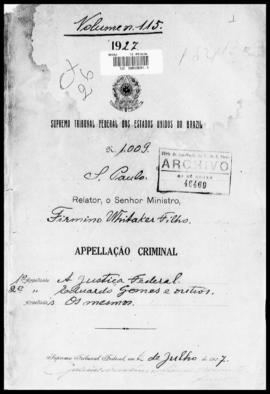 Processo... [apelação criminal], nª 1009/1927. [São Paulo-SP?], 1927. v. 115