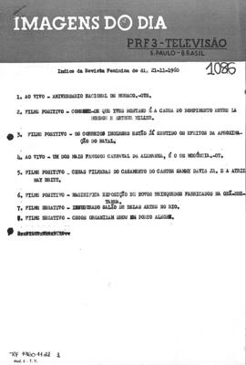 TV Tupi [emissora]. Revista Feminina [programa]. Roteiro [televisivo], 21 nov. 1960.