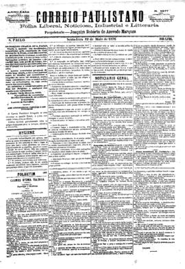 Correio paulistano [jornal], [s/n]. São Paulo-SP, 19 mai. 1876.