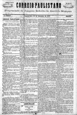 Correio paulistano [jornal], [s/n]. São Paulo-SP, 25 set. 1878.