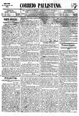 Correio paulistano [jornal], [s/n]. São Paulo-SP, 19 ago. 1856.