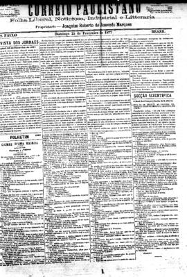 Correio paulistano [jornal], [s/n]. São Paulo-SP, 25 fev. 1877.