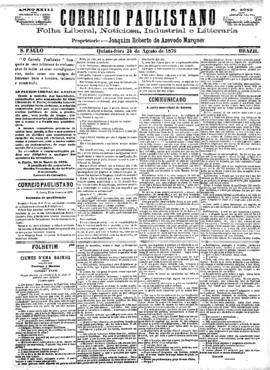 Correio paulistano [jornal], [s/n]. São Paulo-SP, 24 ago. 1876.