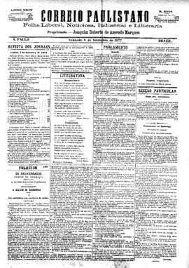 Correio paulistano [jornal], [s/n]. São Paulo-SP, 08 set. 1877.