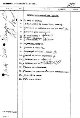 TV Tupi [emissora]. Ultra Notícias [programa]. Roteiro [televisivo], 22 set. 1969.