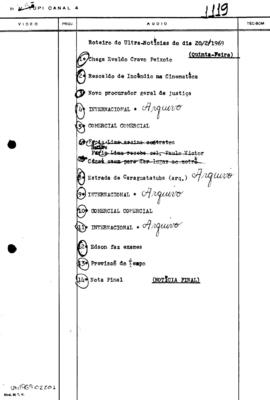 TV Tupi [emissora]. Ultra Notícias [programa]. Roteiro [televisivo], 20 fev. 1969.