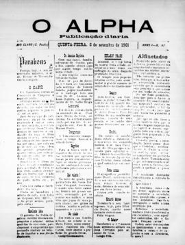 O Alpha [jornal], a. 1, n. 47. Rio Claro-SP, 05 set. 1901.