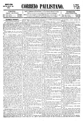 Correio paulistano [jornal], [s/n]. São Paulo-SP, 30 abr. 1856.