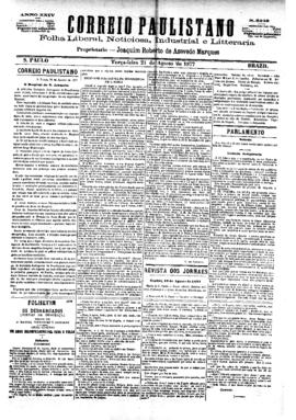 Correio paulistano [jornal], [s/n]. São Paulo-SP, 21 ago. 1877.