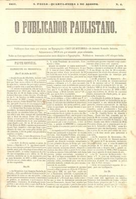 O Publicador paulistano [jornal], n. 4. São Paulo-SP, 05 ago. 1857.