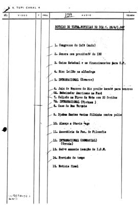 TV Tupi [emissora]. Ultra Notícias [programa]. Roteiro [televisivo], 26 abr. 1967.