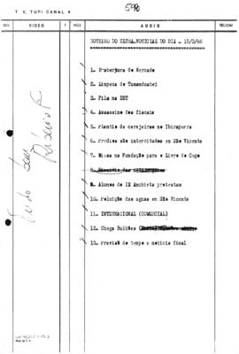TV Tupi [emissora]. Ultra Notícias [programa]. Roteiro [televisivo], 15 mar. 1966.