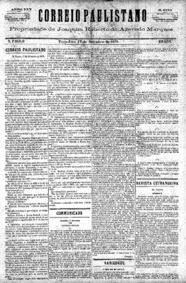 Correio paulistano [jornal], [s/n]. São Paulo-SP, 17 set. 1878.