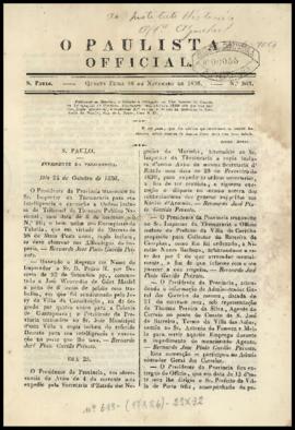 O Paulista official [jornal], n. 263. São Paulo-SP, 16 nov. 1836.