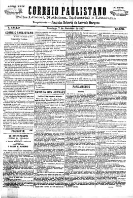 Correio paulistano [jornal], [s/n]. São Paulo-SP, 07 out. 1877.