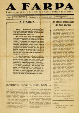 A Farpa [jornal], a. 1, n. 1. São Carlos-SP, 18 fev. 1933.