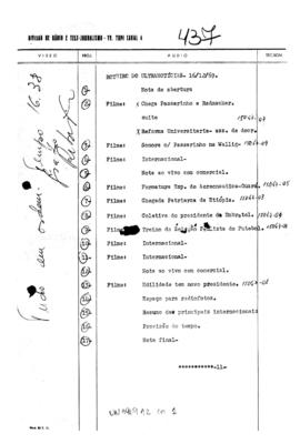 TV Tupi [emissora]. Ultra Notícias [programa]. Roteiro [televisivo], 16 dez. 1969.