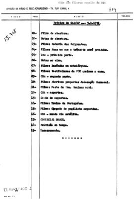 TV Tupi [emissora]. Rede Tupi de Notícias [programa]. Roteiro [televisivo], 05 jan. 1972.