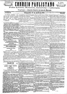 Correio paulistano [jornal], [s/n]. São Paulo-SP, 31 ago. 1876.