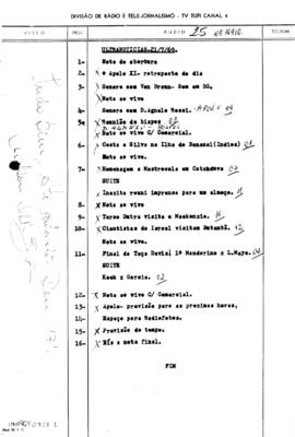 TV Tupi [emissora]. Ultra Notícias [programa]. Roteiro [televisivo], 21 jul. 1969.