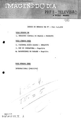TV Tupi [emissora]. Diário de São Paulo na T.V. [programa]. Roteiro [televisivo], 08 mar. 1958.