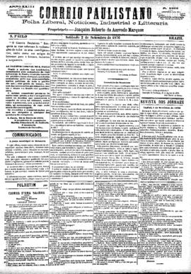 Correio paulistano [jornal], [s/n]. São Paulo-SP, 02 set. 1876.