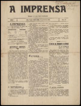 A Imprensa [jornal], a. 1, n. 10. São Paulo-SP, 09 abr. 1916.