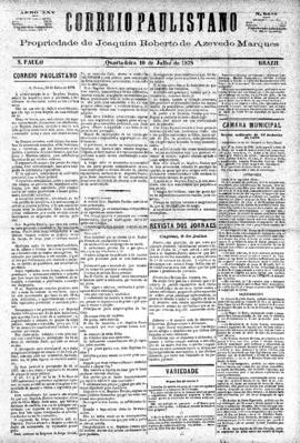 Correio paulistano [jornal], [s/n]. São Paulo-SP, 10 jul. 1878.