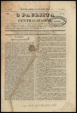 O Paulista [jornal], a. 1, [s/n]. São Paulo-SP, 15 out. 1838.