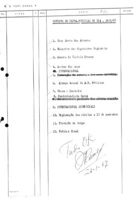 TV Tupi [emissora]. Ultra Notícias [programa]. Roteiro [televisivo], 26 jan. 1967.