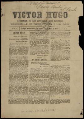 Victor Hugo [jornal], a. 1, n. 1. São Paulo-SP, 22 mai. 1887.