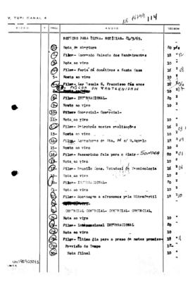 TV Tupi [emissora]. Ultra Notícias [programa]. Roteiro [televisivo], 24 mar. 1969.