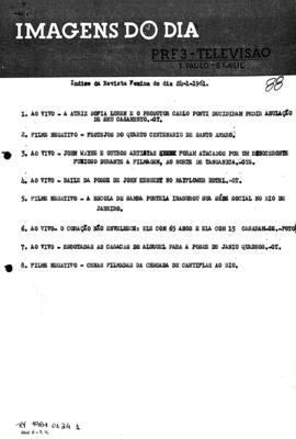 TV Tupi [emissora]. Revista Feminina [programa]. Roteiro [televisivo], 24 jan. 1961.