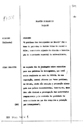 TV Tupi [emissora]. Plantão Permanente [programa]. Roteiro [televisivo], 07 dez. 1976.