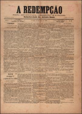 A Redempção [jornal], a. 1, n. 22. São Paulo-SP, 20 mar. 1887.