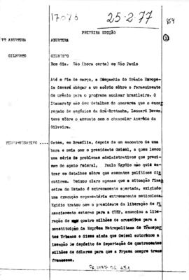 TV Tupi [emissora]. Primeira Edição [programa]. Roteiro [televisivo], 25 fev. 1977.