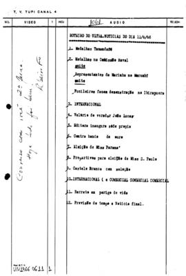 TV Tupi [emissora]. Ultra Notícias [programa]. Roteiro [televisivo], 11 jun. 1966.