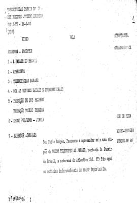 TV Tupi [emissora]. Telenotícias Panair [programa]. Roteiro [televisivo], 16 abr. 1952.