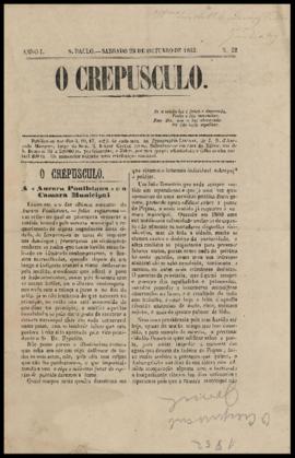 O Crepusculo [jornal], a. 1, n. 12. São Paulo-SP, 23 out. 1852.