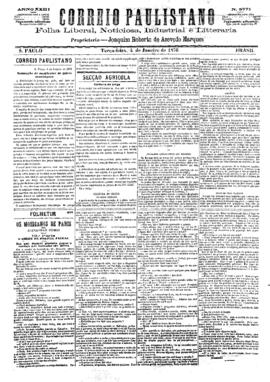 Correio paulistano [jornal], [s/n]. São Paulo-SP, 04 jan. 1876.