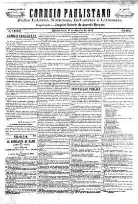 Correio paulistano [jornal], [s/n]. São Paulo-SP, 06 jan. 1876.