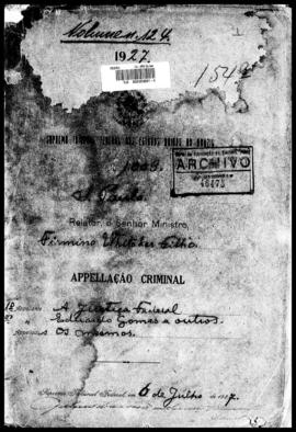 Processo... [apelação criminal], nª 1009/1927. [São Paulo-SP?], 1927. v. 124