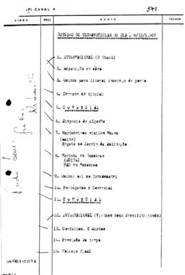 TV Tupi [emissora]. Ultra Notícias [programa]. Roteiro [televisivo], 09 dez. 1967.