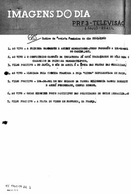 TV Tupi [emissora]. Revista Feminina [programa]. Roteiro [televisivo], 22 abr. 1960.