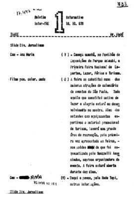TV Tupi [emissora]. Boletim Informativo [programa]. Roteiro [televisivo], 18 out. 1978.