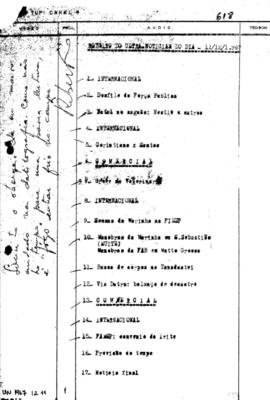 TV Tupi [emissora]. Ultra Notícias [programa]. Roteiro [televisivo], 11 dez. 1967.
